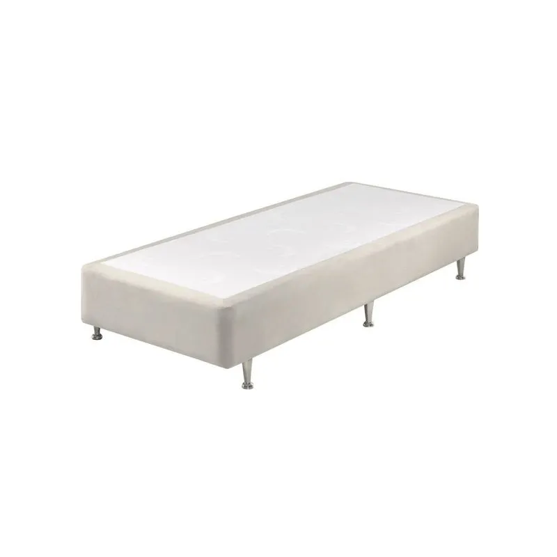 Base Box Somiê Solteiro Uni Veludine Perolado Ecoflex 37x96x203cm Cinza Claro Perolado