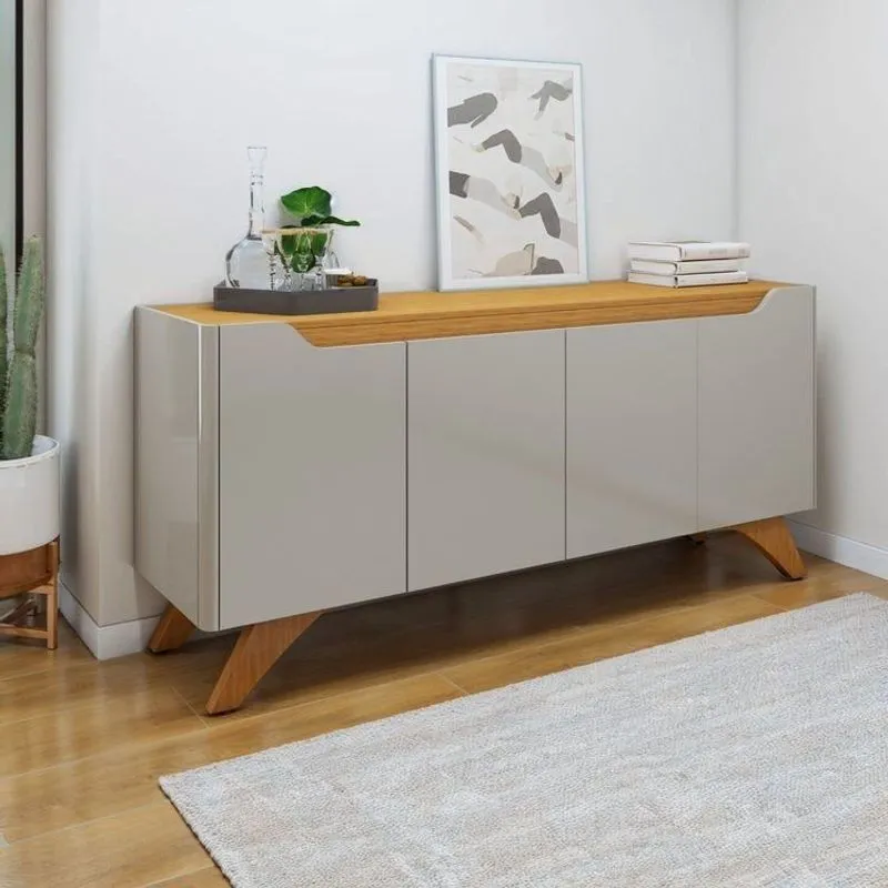 Buffet Aparador 4 Portas 180cm Grécia Mavaular Off White/naturalle