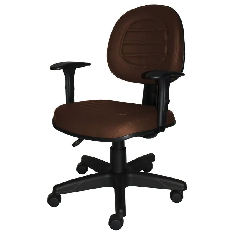 Cadeira Escritório Giratória Gomada Back System Braço Regulável Executiva Metal Wood Design Marrom
