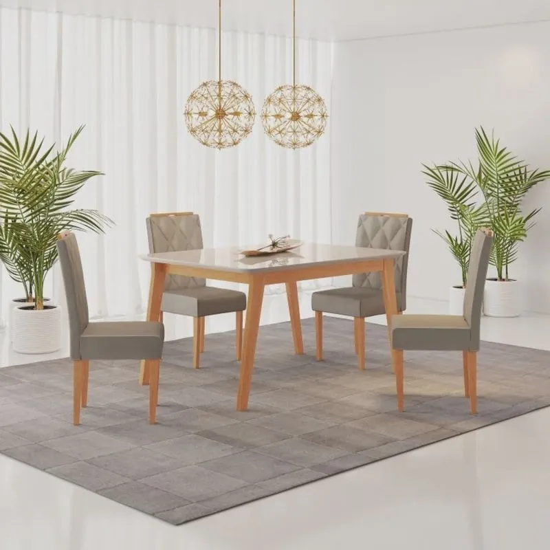 Conjunto Sala de Jantar Mesa Elegance com 4 Cadeiras Diamante Jolie jcm Móveis