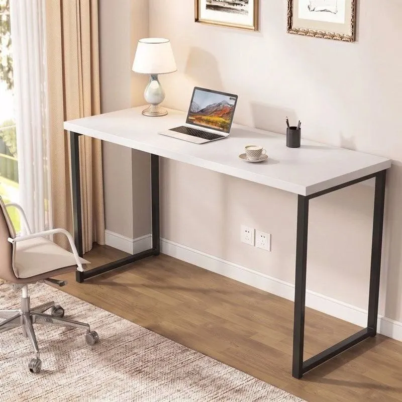 Mesa Para Escritório Office Estilo Industrial 135cm Kuadra Compace Branco Chess