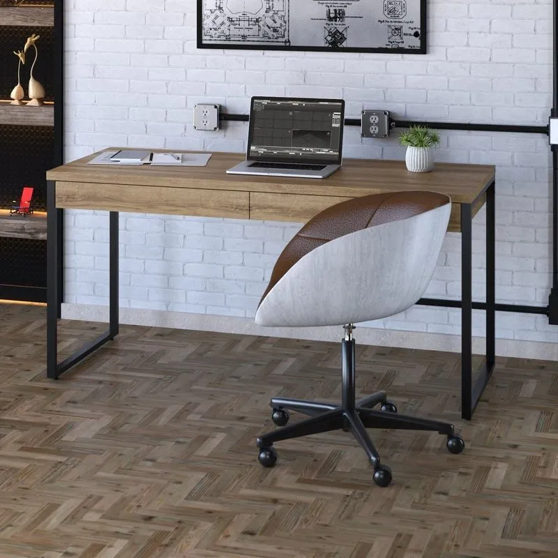 Mesa Para Escritório 150cm 2 Gavetas Kuadra Compace Lâmina Mel