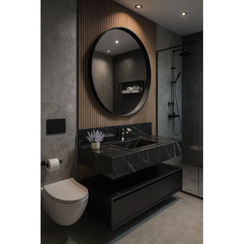 Bancada Em Porcelanato Para Banheiro 60/80/100cm Com Cuba Darabas Agardi