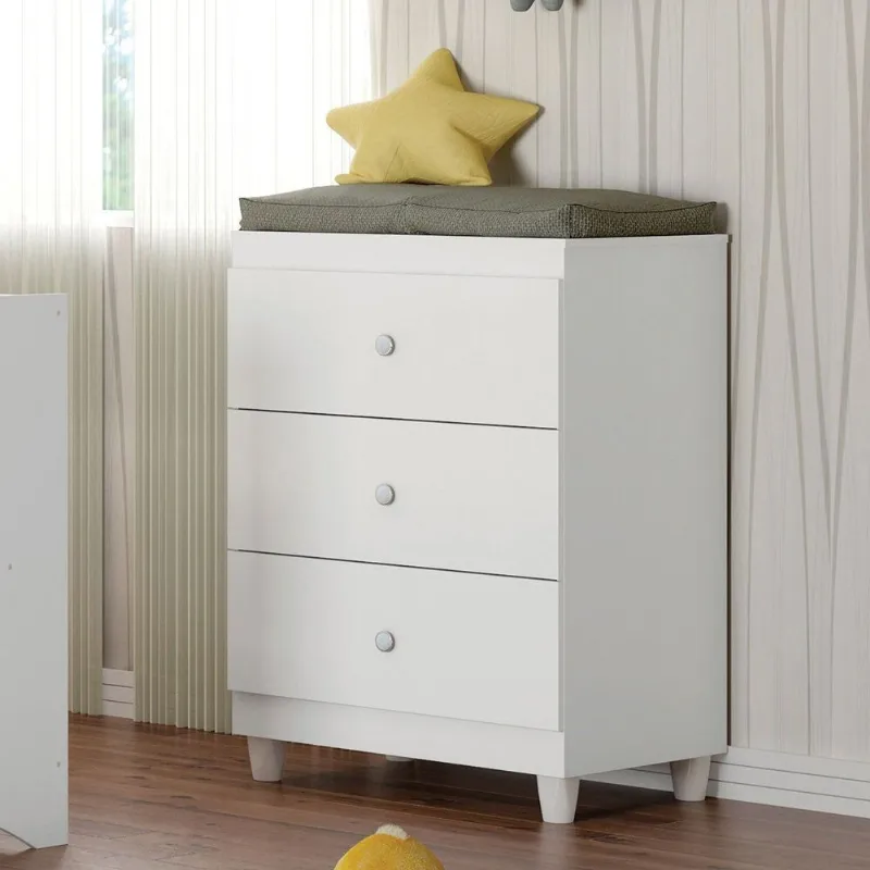 Cômoda Infantil 3 Gavetas Gutti Flex Color Branco Branco