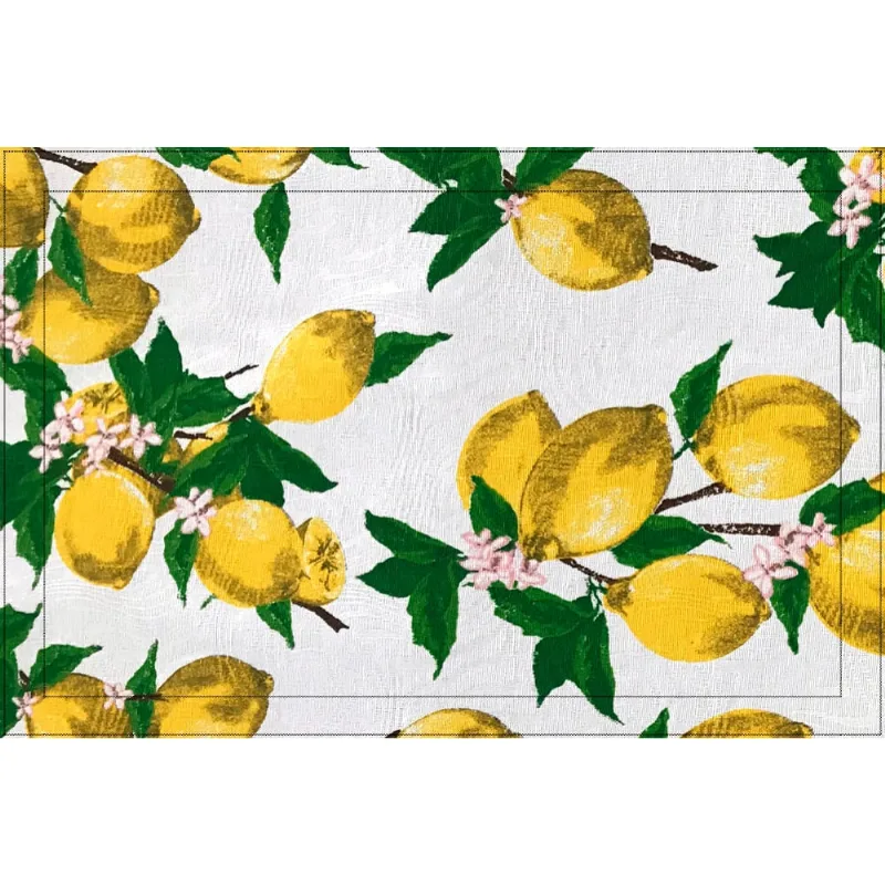 Kit 6 jogos americanos Jacquard limão siciliano branco 45 x 30