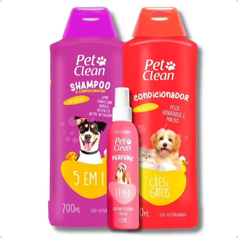 Kit Shampoo 5 Em 1 + Condicionador + Perfume Cães E Gatos