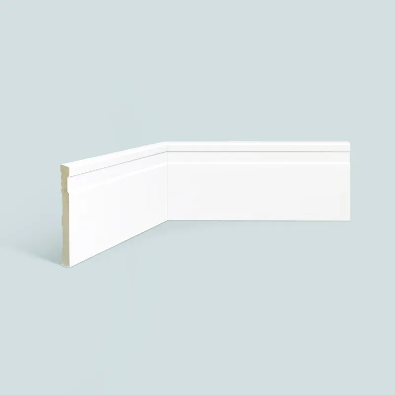 Rodapé de Poliestireno EspaçoFloor 10cm Slim Frisado Branco 100mm x 10mm x 2200mm