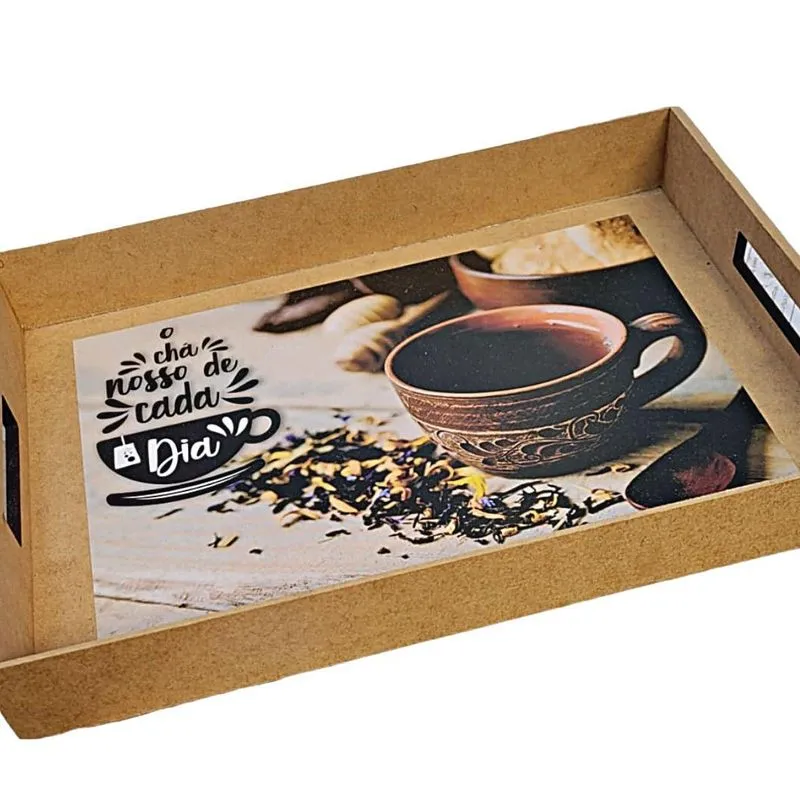 Bandeja Café Da Manhã Retangular Em Mdf Decorativa Estampa