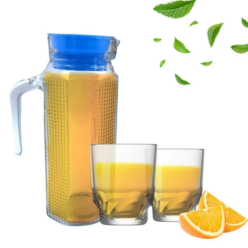 Jogo De Jarra 1l Com 6 Copos 200ml Em Vidro Para Água Suco