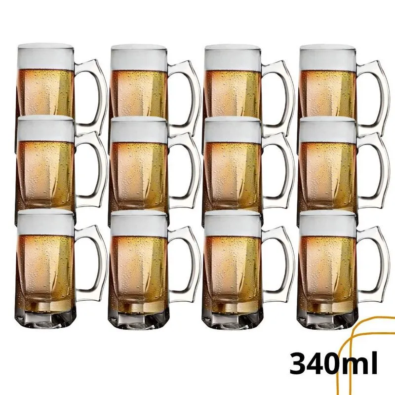 12 Canecas De Chopp Cerveja Vidro Grosso Sublimação