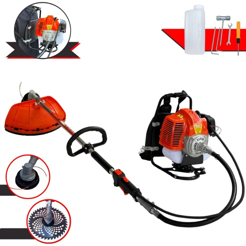 Roçadeira Costal Multifunções Terra Grc-430 À Gasolina 2 Tempos 1,7hp De Potência 43cc Completa Com Carretel De Nylon + Faca 40 Dentes Vídea