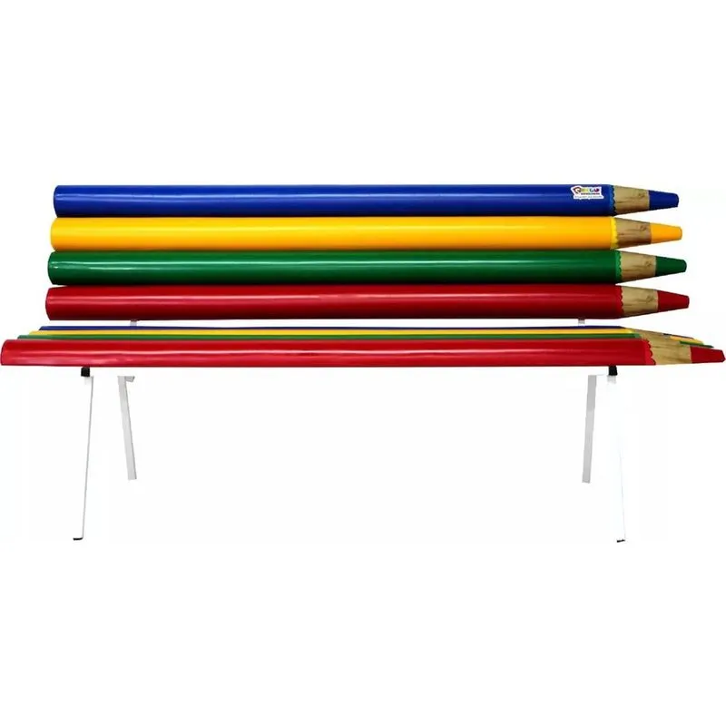 Banco colorido em formato de lápis plástico grande 163 cm
