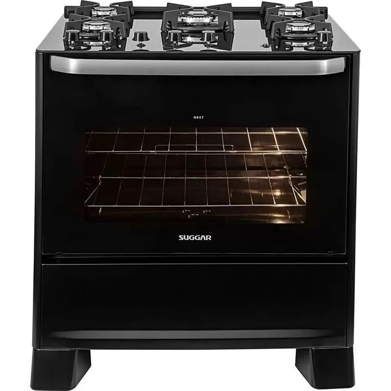 Fogão 5 Bocas De Piso Suggar FGV506PT1 Mesa De Vidro Best Grill Preto127V Fogão 5 Bocas Suggar Best Grill FGV506PT1 Mesa de Vidro Preto 127V