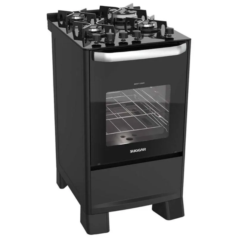 Fogão De Piso Best Grill Mesa De Vidro 4 Queimadores Preto 220V