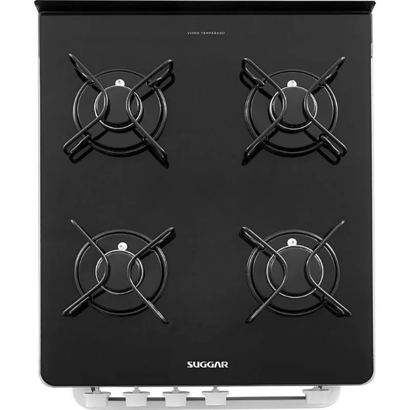 Fogão de Piso 4 Bocas Suggar Cook Mesa de Vidro FGV408BR Branco Bivolt