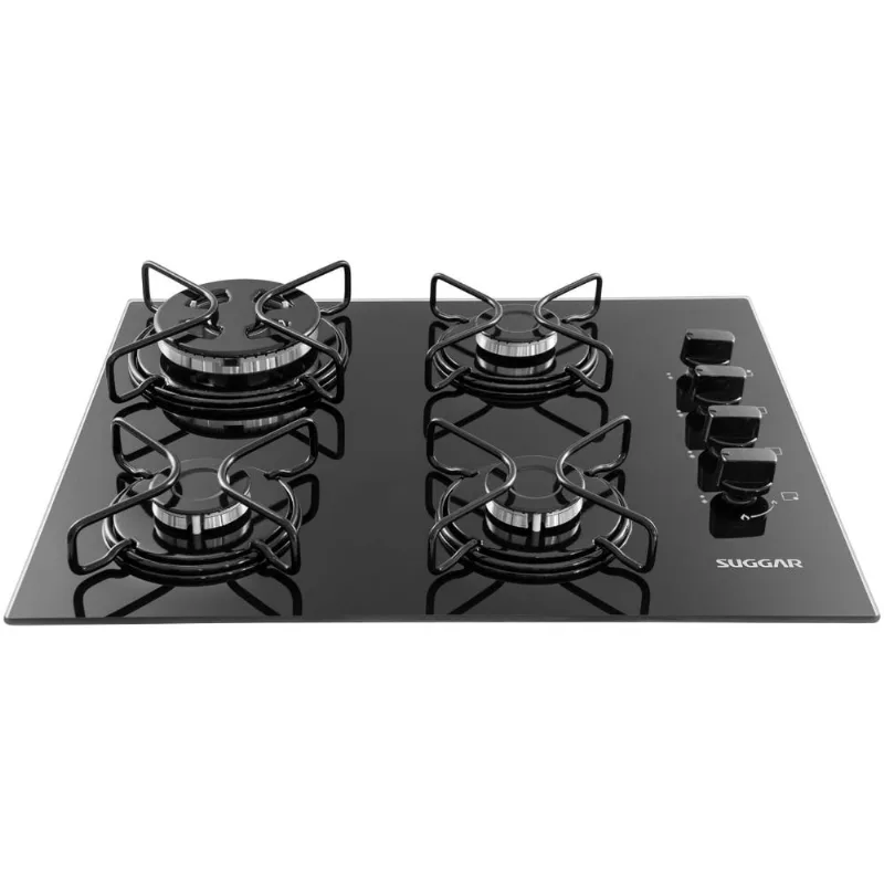 Cooktop A Gás Suggar 4 Queimadores Aço Esmaltado Vidro Preto Bivolt Fg4304avp - Suggar