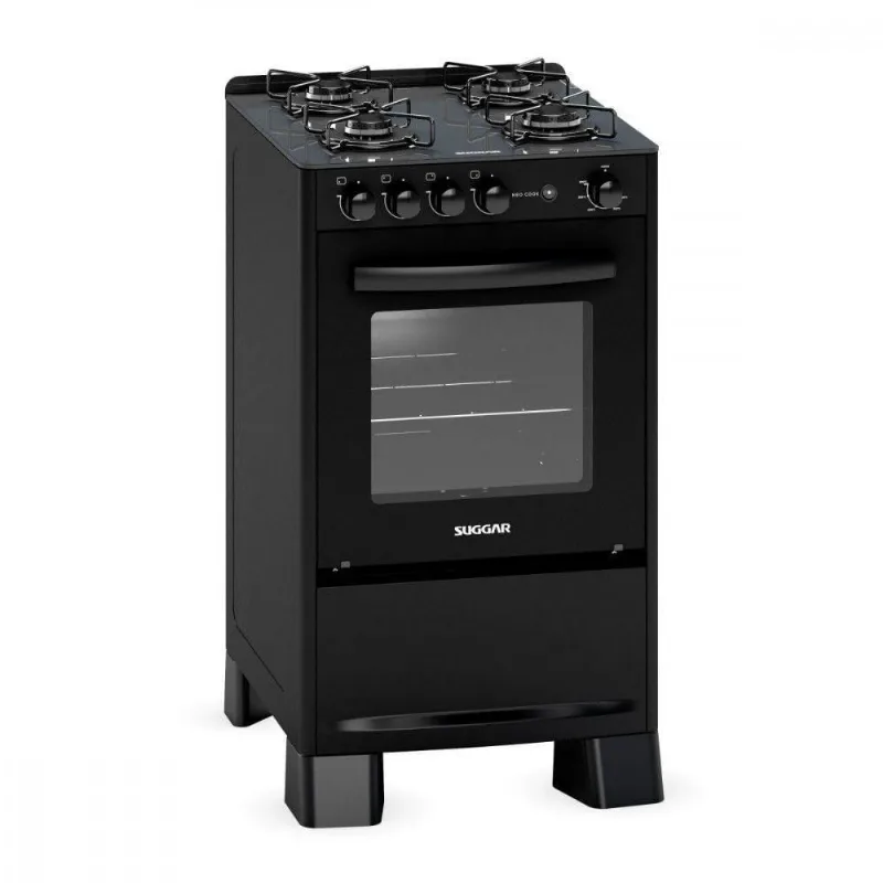 Fogão 4 Bocas Bivolt Neo Cook Mesa De Vidro Preto Suggar Preto Bivolt