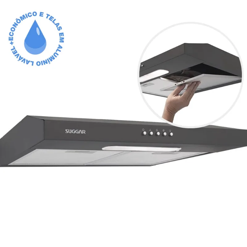 Depurador E Exaustor De Ar Suggar Slim 60cm 3 Velocidades Titanium