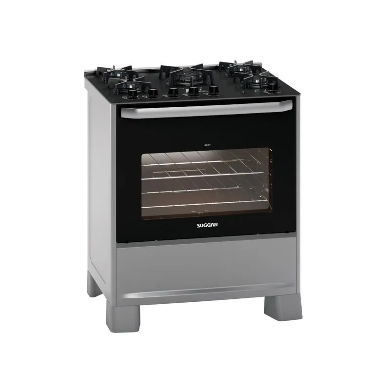 Fogão De Piso Suggar Best Cook Mesa De Vidro 5q Prata Inox - Suggar
