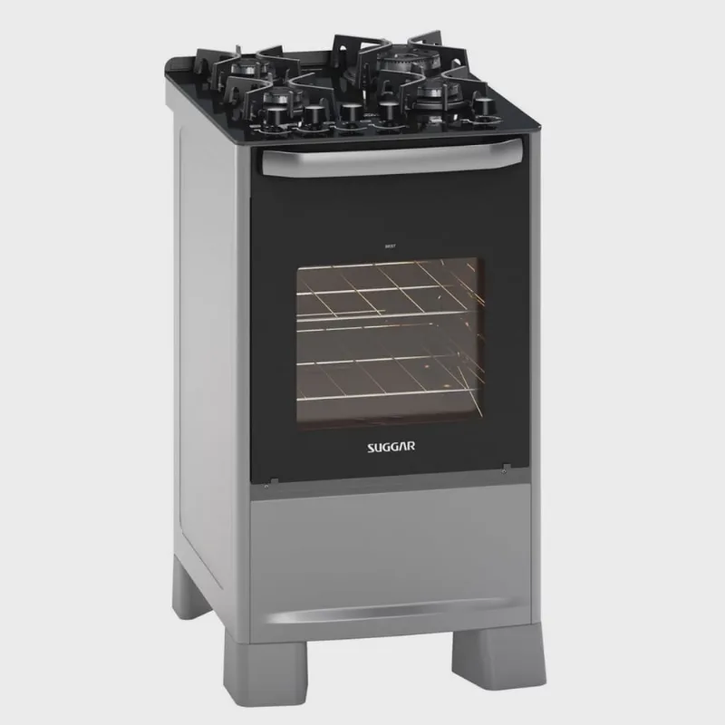 Fogão Mesa de Vidro 4 Queimadores 220V Best Grill Cinza