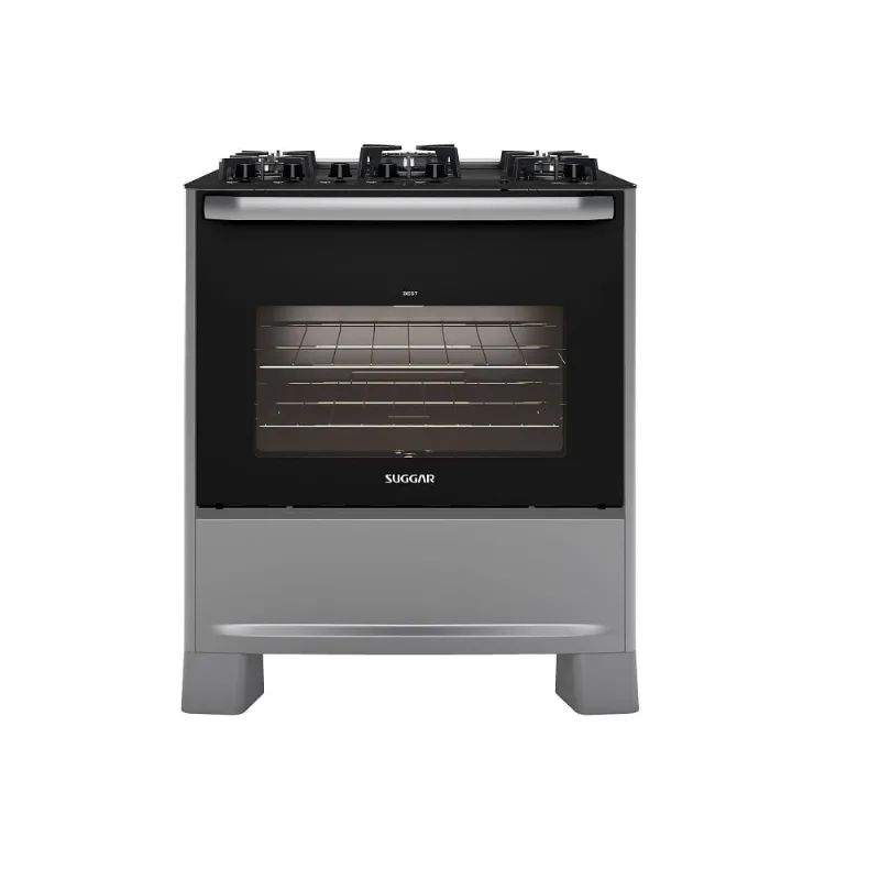 Fogão de Piso Suggar 5 Bocas Mesa de Vidro Best Grill Prata – 127 Volts