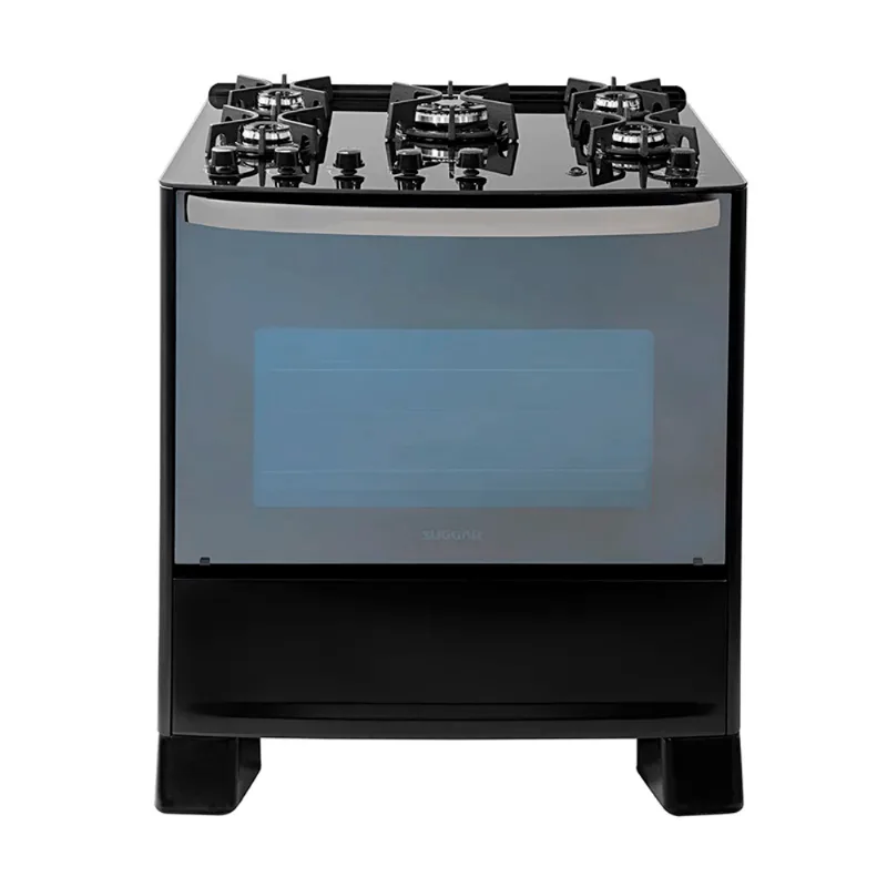 Fogão 5 Bocas Mesa de Vidro Preto Suggar Master Grill FGVMTG512PT 110 volts