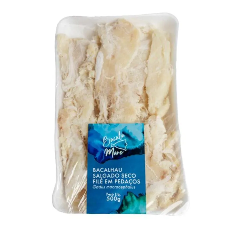 Bacalhau BACALA MARE Salgado Seco Filé em Pedaços 500g