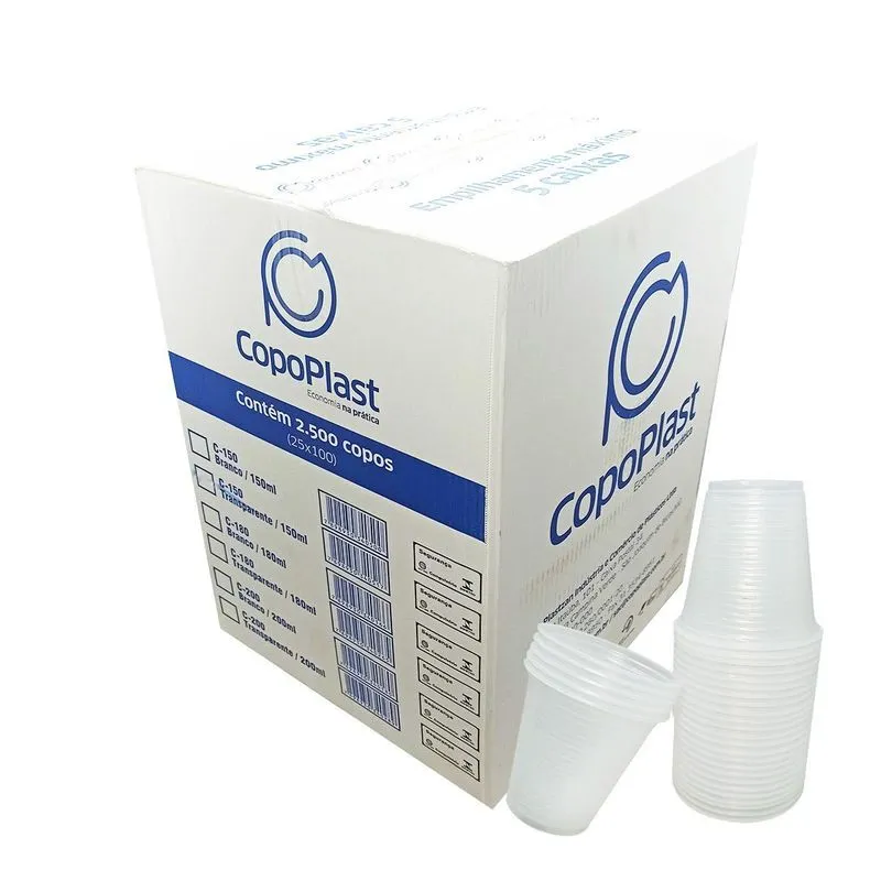Kit Ml Copo 200 Ml Branco Ps Descartável 10 Pct C/100