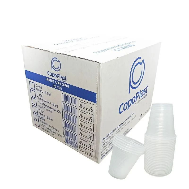 Kit Ml Copo 300ml Transparente Ps Descartável 10 Pct C/100
