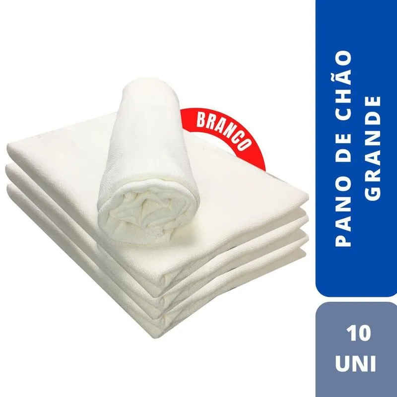 Pano De Chao Branco Grande 10 Uni - 40X60