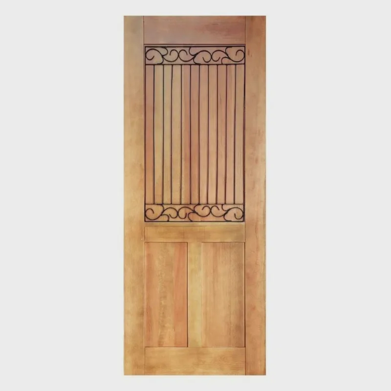 Folha de Porta Madeira Maciça Meia Grade Renda 80x210x3,5cm Cedro Rosa