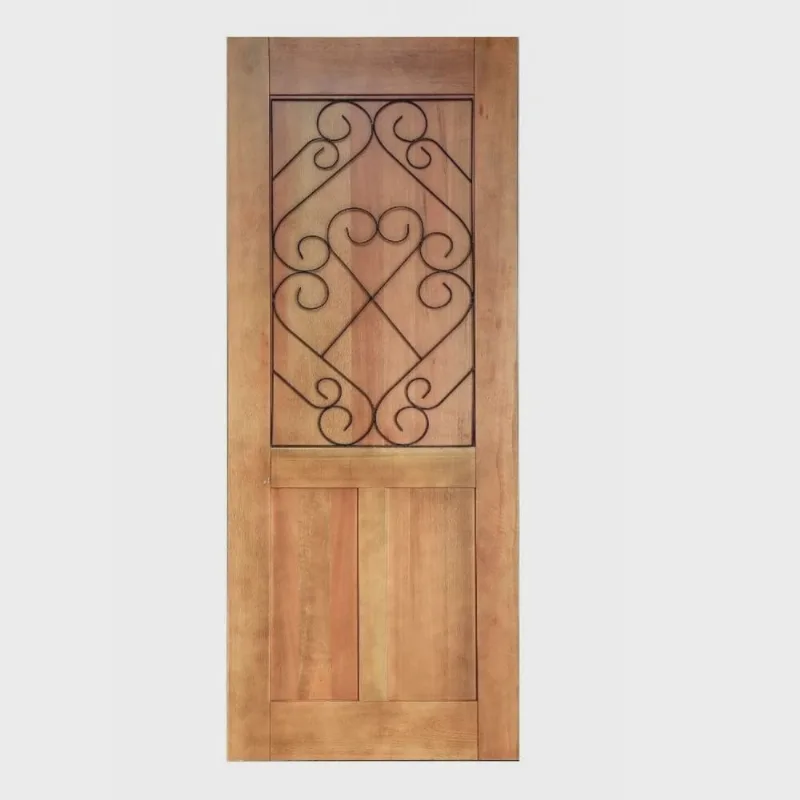 Folha de Porta Madeira Maciça Meia Grade Coração Duplo 80x210x3,5cm Cedro Rosa