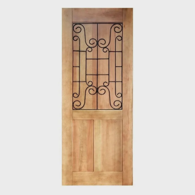 Folha de Porta Madeira Maciça Meia Grade Noruega 80x210x3,5cm Cedro Rosa