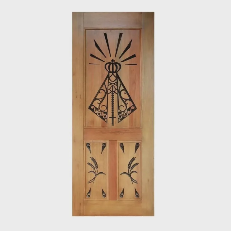 Folha de Porta Madeira Maciça Entalhada Santa 80x210x3,5cm Cedro Rosa