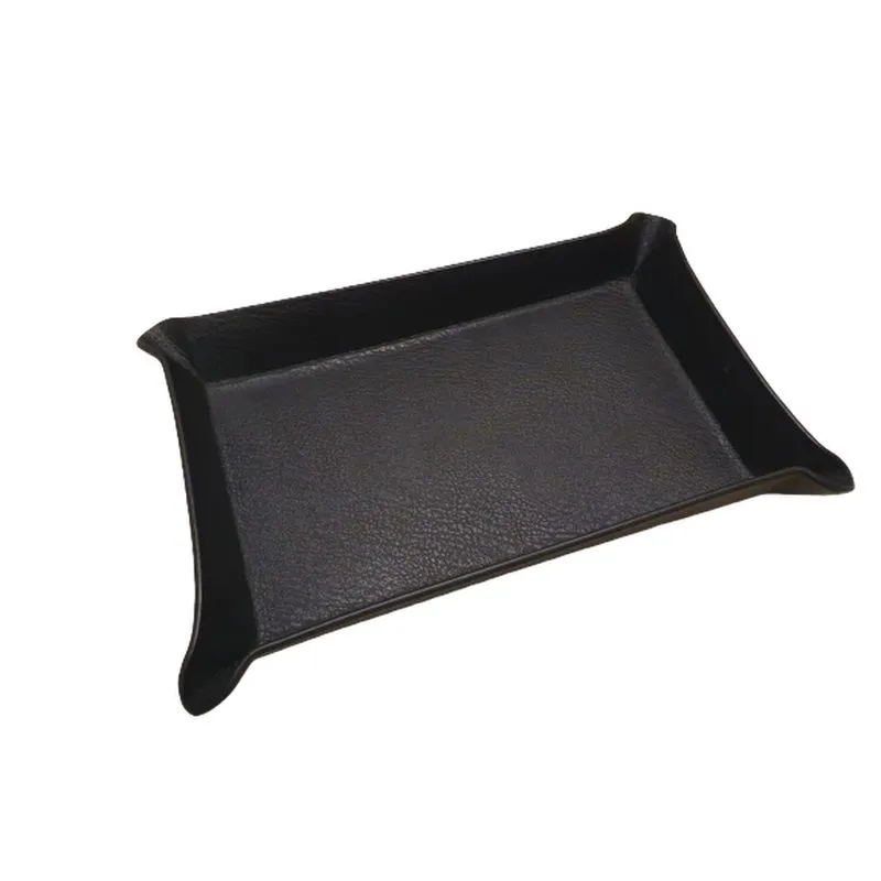 BANDEJA DE METAL REVESTIDA COM TECIDO ESTILO COURO PRETA G