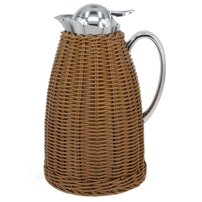 Garrafa Térmica de Inox para Café - Treliça de Rattan Marrom