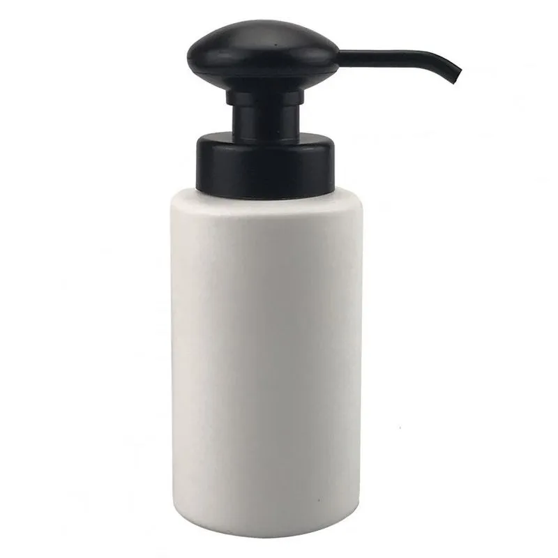 Porta Sabonete Líquido Porcelana Branco E Preto 7 X 7 X 18cm