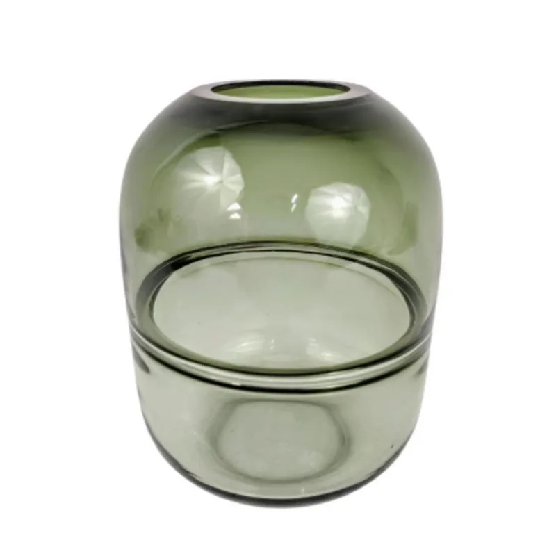 Vaso Fumê De Vidro Transparente 17X13Cm Decoração P