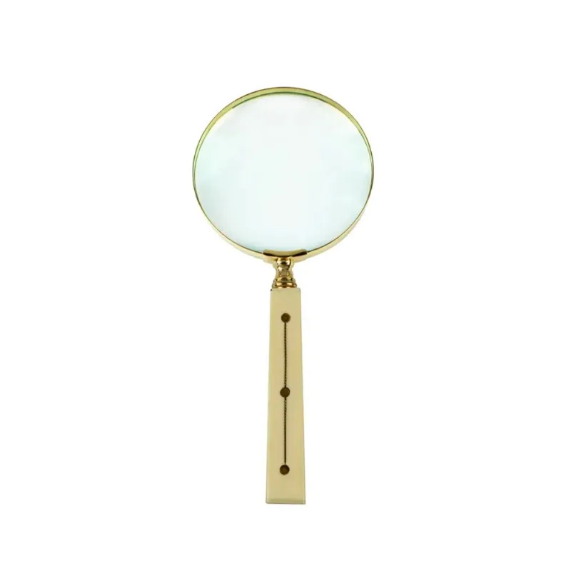 Lupa Decorativa Com Cabo De Resina Bege E Dourada Verito