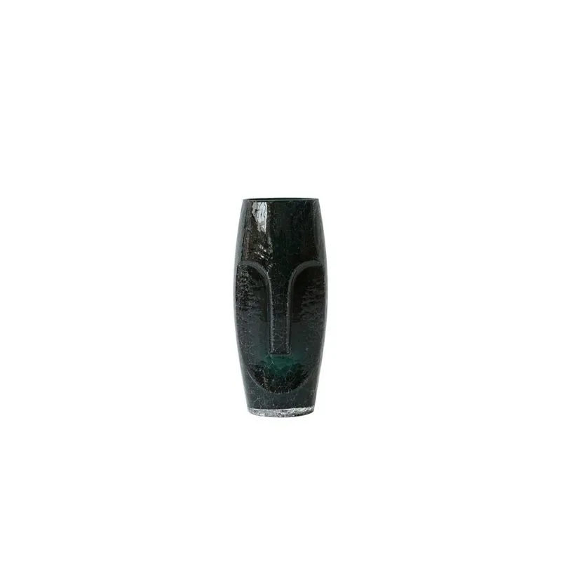 Vaso De Vidro Preto Em Formato De Rosto Ku0041 - Btc