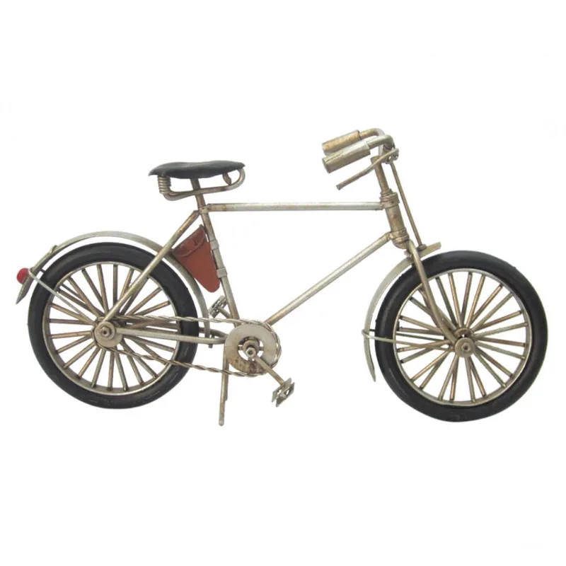 Miniatura de bicicleta em metal prateada
