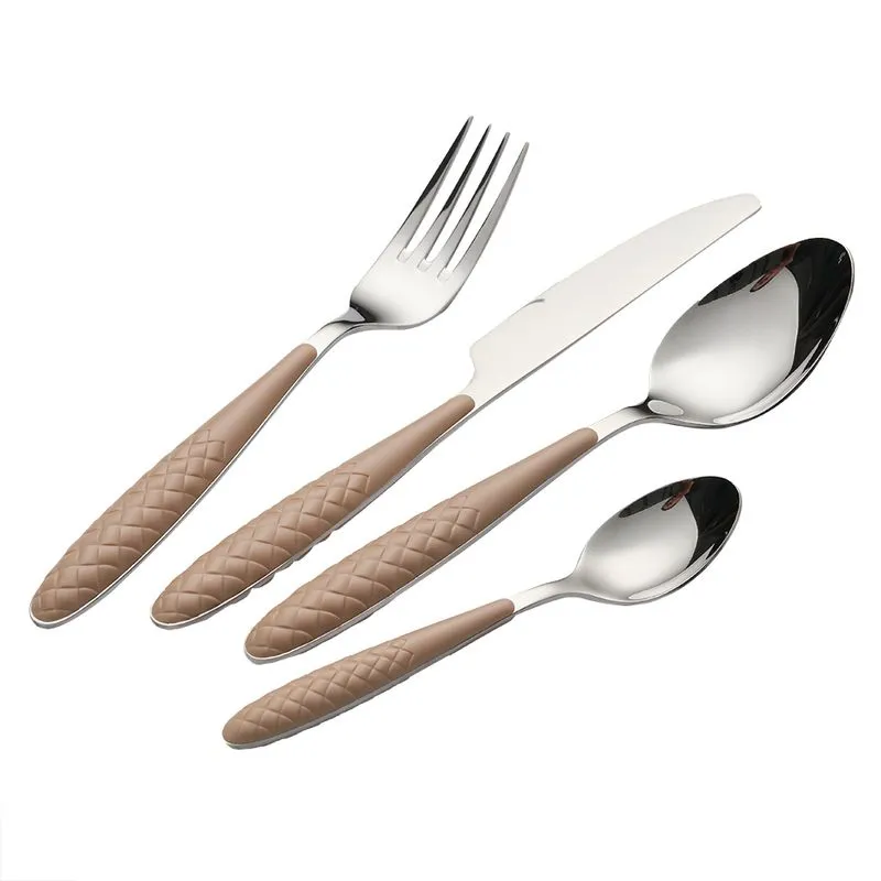 Conjunto De Talheres De Metal Com Cabo Marrom4 Pçs