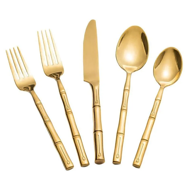 Conjunto De Talheres Em Metal Dourado - 5 Peças