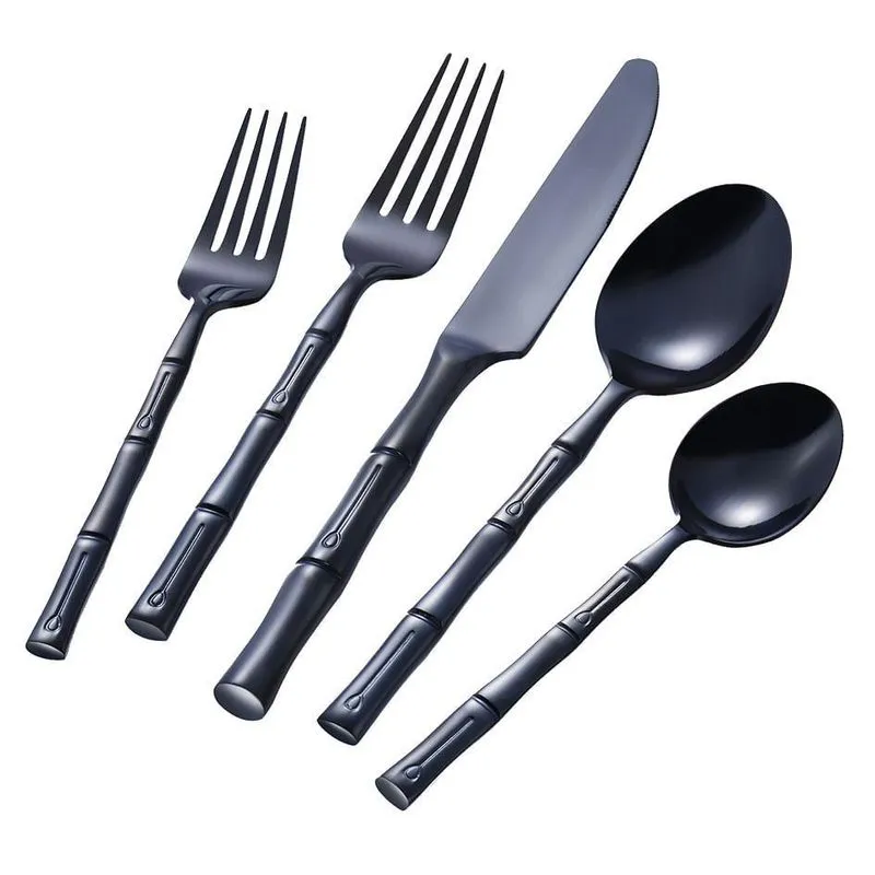Conjunto De Talheres Em Metal Preto - 5 Peças
