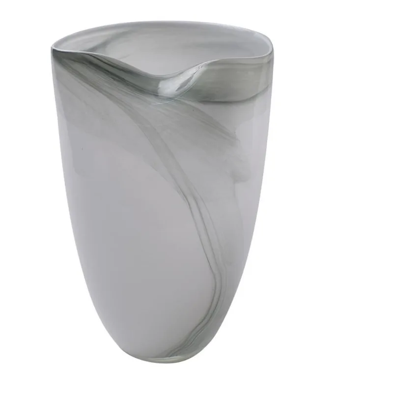 Vaso De Vidro Branco E Preto 30,5 X 19Cm- Btc