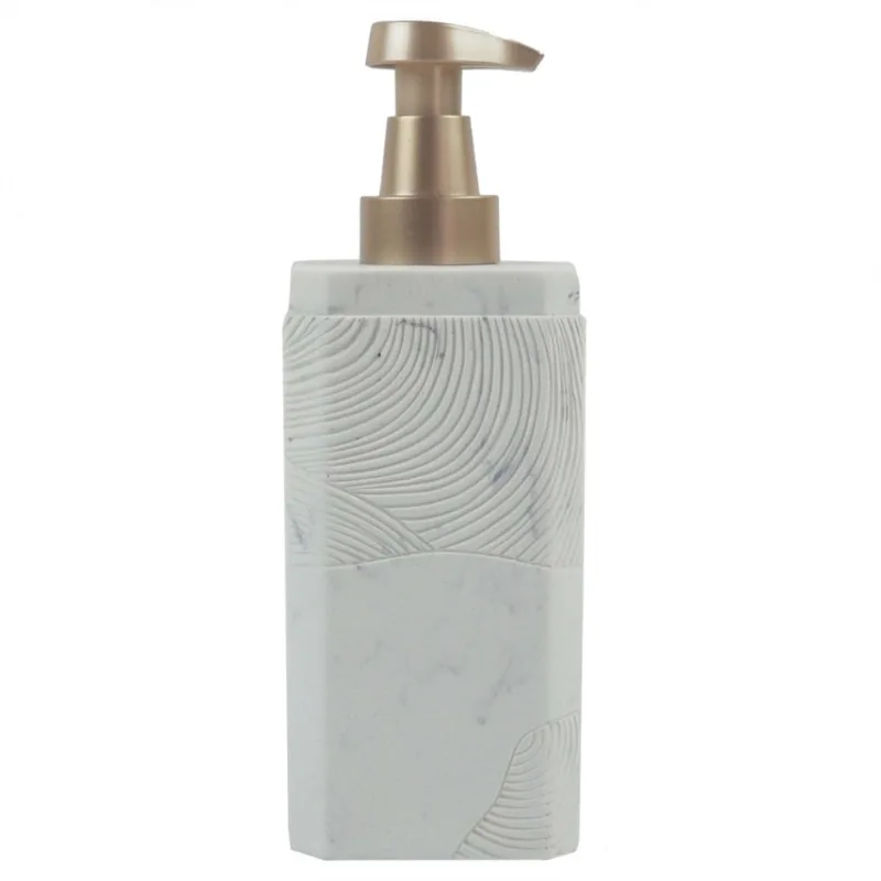 Porta sabonete líquido em resina branco E dourado
