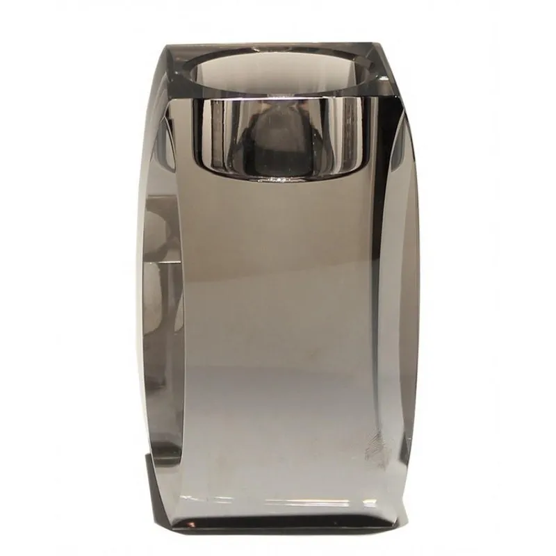 Castiçal De Cristal Cinza M