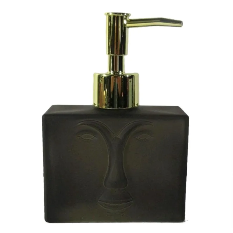 Porta sabonete liquido de vidro preto E dourado