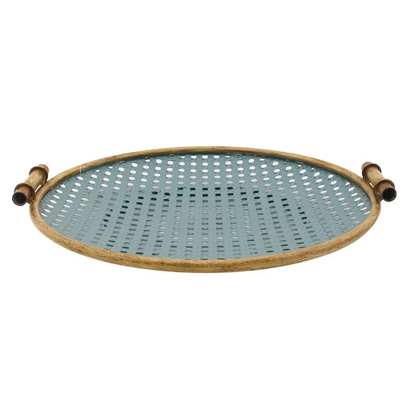Bandeja de metal marrom E cinza estilo treliça