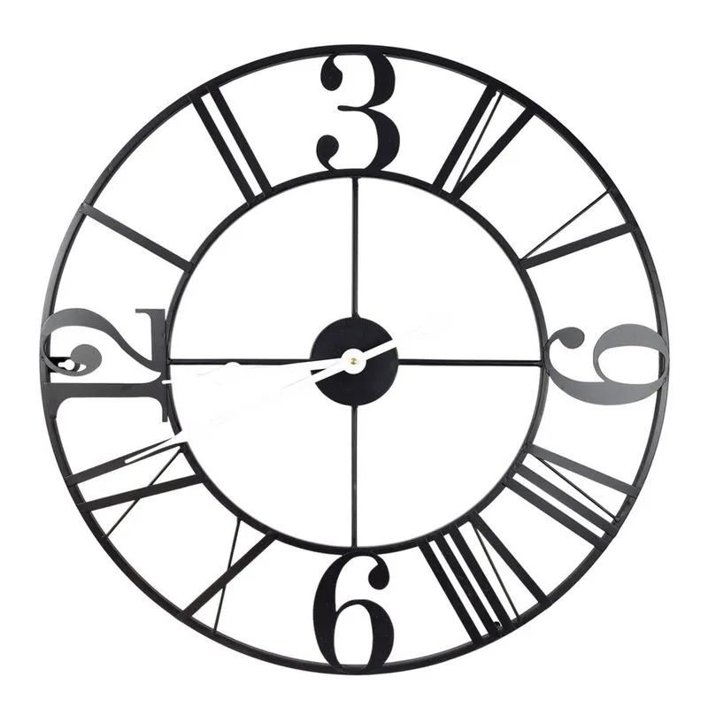 Relógio De Parede Metal Preto 60Cm Redondo Decorativo
